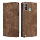 For Tecno Spark 6 GO RFID Anti-theft Brush Magnetic Leather Phone Case(Brown) - 1