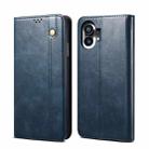 For Noting phone 1 Simple Wax Crazy Horse Texture Horizontal Flip Leather Case(Navy Blue) - 1