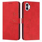 For Noting Phone 1 Skin Feel Heart Pattern Leather Phone Case(Red) - 1