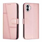 For Noting Phone 1 Stitching Calf Texture Buckle Leather Phone Case(Pink) - 1