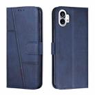 For Noting Phone 1 Stitching Calf Texture Buckle Leather Phone Case(Blue) - 1