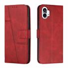 For Noting Phone 1 Stitching Calf Texture Buckle Leather Phone Case(Red) - 1