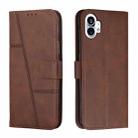 For Noting Phone 1 Stitching Calf Texture Buckle Leather Phone Case(Brown) - 1