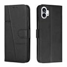 For Noting Phone 1 Stitching Calf Texture Buckle Leather Phone Case(Black) - 1