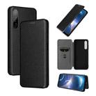 For HTC Desire 22 Pro Carbon Fiber Texture Flip Leather Phone Case(Black) - 1