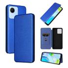 For Realme C30 Carbon Fiber Texture Flip Leather Phone Case(Blue) - 1