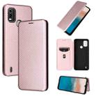 For Nokia C21 Plus Carbon Fiber Texture Flip Leather Phone Case(Pink) - 1