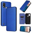 For Nokia C21 Plus Carbon Fiber Texture Flip Leather Phone Case(Blue) - 1