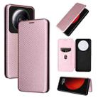 For Xiaomi 12S Ultra Carbon Fiber Texture Flip Leather Phone Case(Pink) - 1