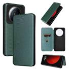 For Xiaomi 12S Ultra Carbon Fiber Texture Flip Leather Phone Case(Green) - 1