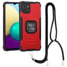 For Samsung Galaxy A03 164mm Lanyard Aluminum and TPU Phone Case(Red) - 1