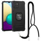 For Samsung Galaxy A03 164mm Lanyard Aluminum and TPU Phone Case(Black) - 1