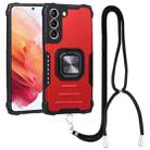 For Samsung Galaxy S22 5G Lanyard Aluminum and TPU Phone Case(Red) - 1