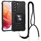For Samsung Galaxy S22 5G Lanyard Aluminum and TPU Phone Case(Black) - 1