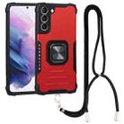 For Samsung Galaxy S22+ 5G Lanyard Aluminum and TPU Phone Case(Red) - 1