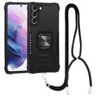 For Samsung Galaxy S22+ 5G Lanyard Aluminum and TPU Phone Case(Black) - 1