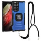 For Samsung Galaxy S22 Ultra 5G Lanyard Aluminum and TPU Phone Case(Blue) - 1