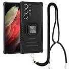 For Samsung Galaxy S22 Ultra 5G Lanyard Aluminum and TPU Phone Case(Black) - 1