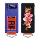 For Samsung Galaxy Z Flip3 5G PC Shockproof Folding Protective Phone Case with Lanyard(Klein Blue) - 1