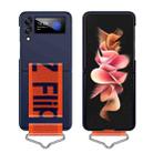 For Samsung Galaxy Z Flip3 5G PC Shockproof Folding Protective Phone Case with Lanyard(Dark Blue) - 1