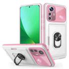 For Xiaomi 12 Pro / 12S Pro Card Ring Holder PC + TPU Phone Case(White+Pink) - 1