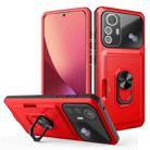 For Xiaomi 12 / 12S Card Ring Holder PC + TPU Phone Case(Red+Black) - 1