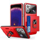 For OPPO Find X5 Lite Card Ring Holder PC + TPU Phone Case(Red+Black) - 1