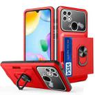 For Xiaomi Redmi 10C Card Ring Holder PC + TPU Phone Case(Red+Black) - 1