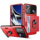 For Xiaomi Poco X4 Pro 5G Card Ring Holder PC + TPU Phone Case(Red+Black) - 1