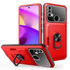 For Motorola Moto E40 / E20 Card Ring Holder PC + TPU Phone Case(Red+Black) - 1