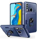 For Huawei P30 Lite Card Ring Holder PC + TPU Phone Case(Blue) - 1