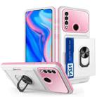 For Huawei Y9 Prime 2019 Card Ring Holder PC + TPU Phone Case(White+Pink) - 1