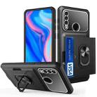 For Huawei Y9 Prime 2019 Card Ring Holder PC + TPU Phone Case(Black) - 1