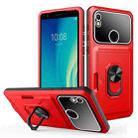 For ZTE Blade L210 Card Ring Holder PC + TPU Phone Case(Red+Black) - 1