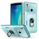 For ZTE Blade L210 Card Ring Holder PC + TPU Phone Case(Light Green) - 1