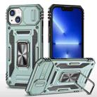 For iPhone 14 Plus Armor PC + TPU Camera Shield Phone Case (Alpine Green) - 1