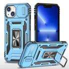 For iPhone 14 Plus Armor PC + TPU Camera Shield Phone Case (Light Blue) - 1