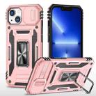 For iPhone 14 Plus Armor PC + TPU Camera Shield Phone Case (Rose Gold) - 1