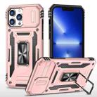 For iPhone 13 Pro Armor PC + TPU Camera Shield Phone Case (Rose Gold) - 1