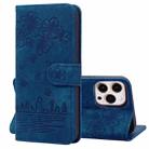 For iPhone 12 Pro Max Cartoon Sakura Cat Embossed Leather Case(Royal Blue) - 1