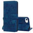 For iPhone SE 2022 / SE 2020 / 8 / 7 Cartoon Sakura Cat Embossed Leather Case(Royal Blue) - 1