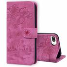 Cartoon Sakura Cat Embossed Leather Case For iPhone 7 Plus / 8 Plus(Rose Red) - 1