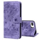 Cartoon Sakura Cat Embossed Leather Case For iPhone 7 Plus / 8 Plus(Purple) - 1