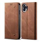 For Noting Phone 1 Denim Texture Casual Style Leather Phone Case(Brown) - 1