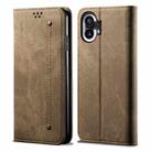 For Noting Phone 1 Denim Texture Casual Style Leather Phone Case(Khaki) - 1