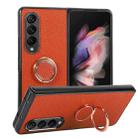 For Samsung Galaxy Z Fold4 Litchi Texture Magnetic Phone Case with Ring Holder(Orange) - 1