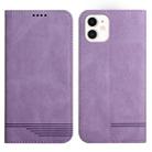 For iPhone 12 mini Strong Magnetic Leather Case (Purple) - 1