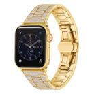 Diamond Metal Watch Band For Apple Watch Ultra 49mm / Series 8&7 45mm / SE 2&6&SE&5&4 44mm / 3&2&1 42mm(Gold) - 1