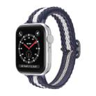 Wave Small Waist Nylon Watch Band For Apple Watch Series 8&7 41mm / SE 2&6&SE&5&4 40mm / 3&2&1 38mm(Blue White) - 1