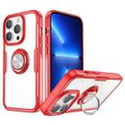 Shockproof Transparent TPU + Acrylic Protective Phone Case with Ring Holder For iPhone 14 Pro(Red) - 1